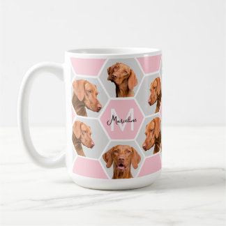 Mug Collage photo personnalisé de chien chat rose