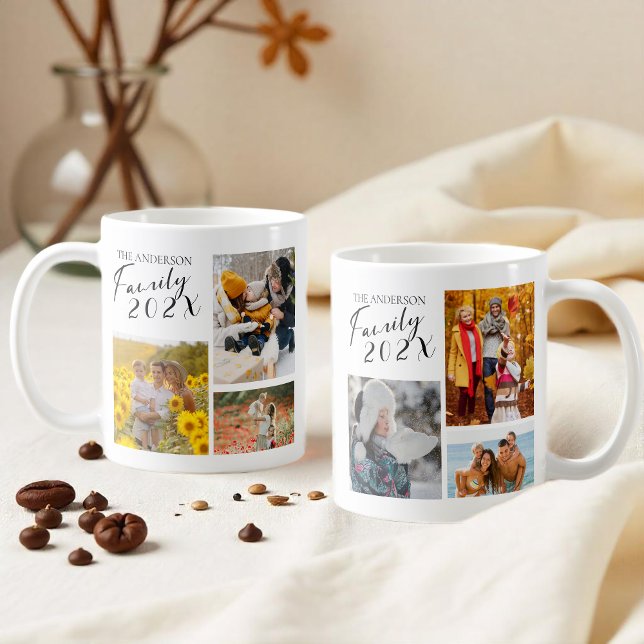 Mug Collage photo personnalisé de la famille 2025 (Créateur téléchargé)