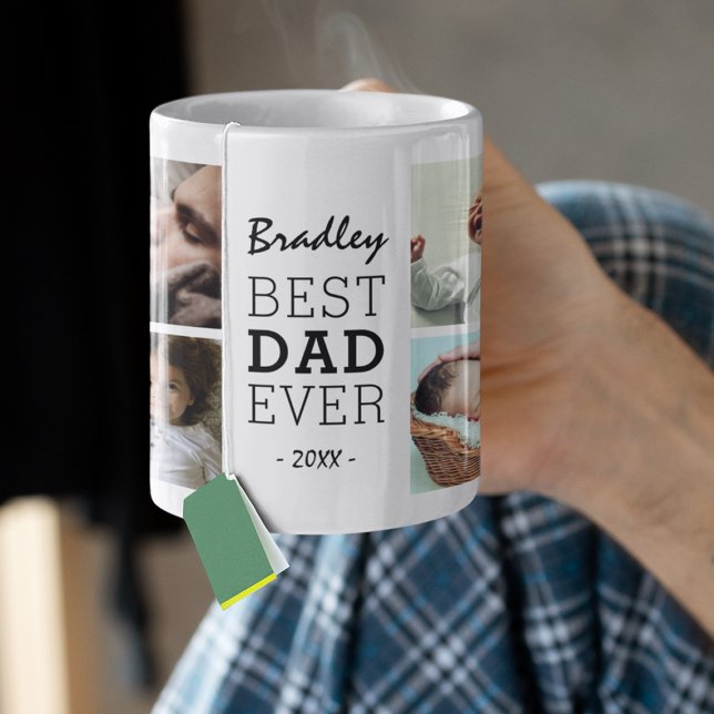 Mug Collage photo personnalisé du meilleur papa jamais (Créateur téléchargé)