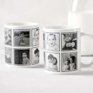 Mug Collage photo personnalisé Élégant Noir moderne Bl