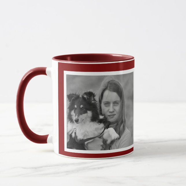 Mug Collage photo personnalisé moderne Maron 2 (Gauche)