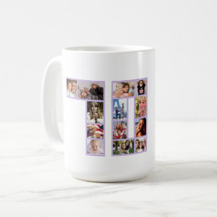 Mug Collage photo pour 70e anniversaire violet