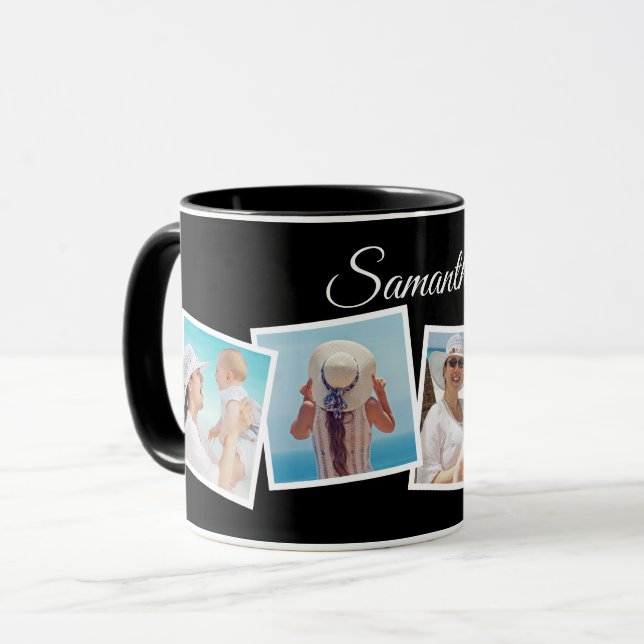 Mug Collage photo Skewing 4 Noir personnalisé (Devant gauche)