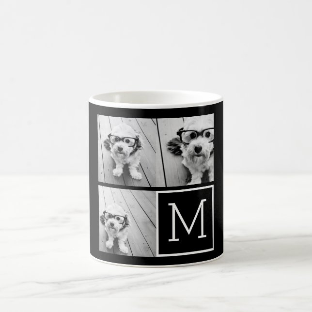 Mug Collage photo tendance noir et blanc avec Monogram (Centre)