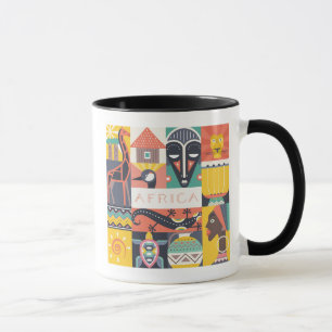 Mug Collage symbolique africain d'art