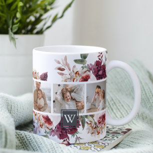 Mug Collage tendance Famille Photo Fleurs colorées Cad