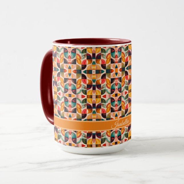 Mug Collection Abstraite de Carrés populaires Retro (Devant gauche)