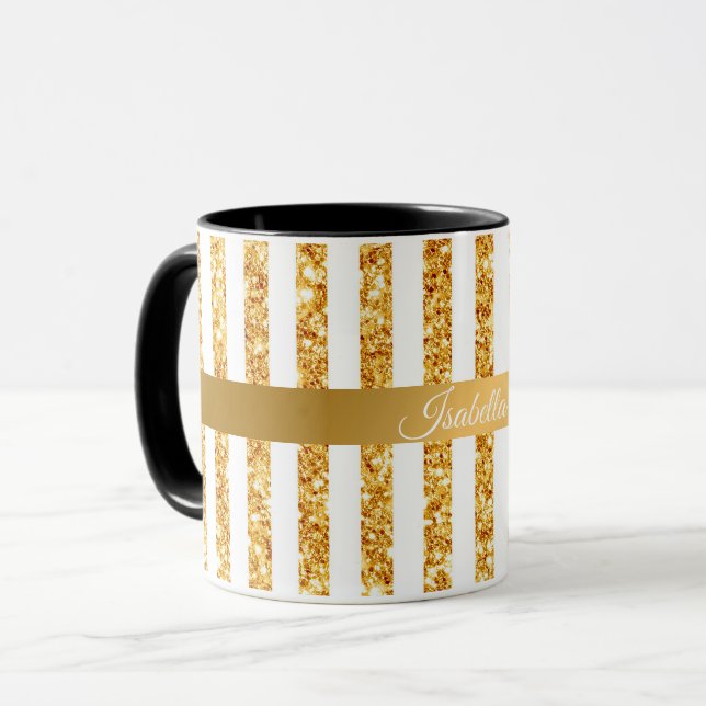 Mug Collection Boho Stripes Parties scintillant Verte  (Devant gauche)