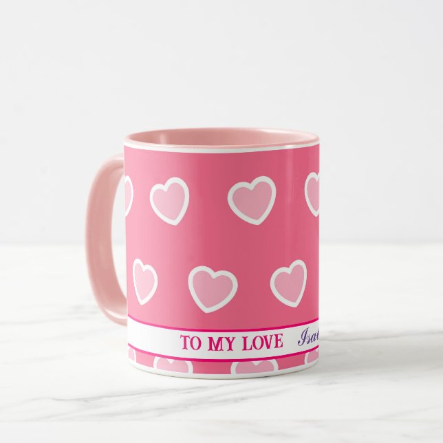 Mug Collection de la Saint-Valentin rose moderne (Devant gauche)