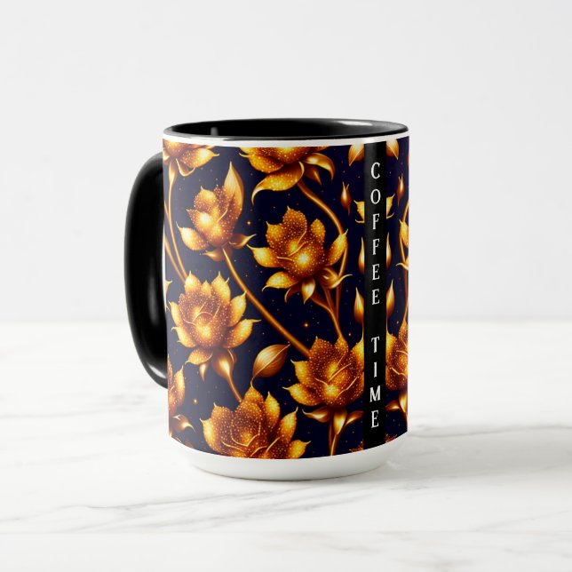 Mug Collection de Roses d'or de luxe moderne (Devant gauche)