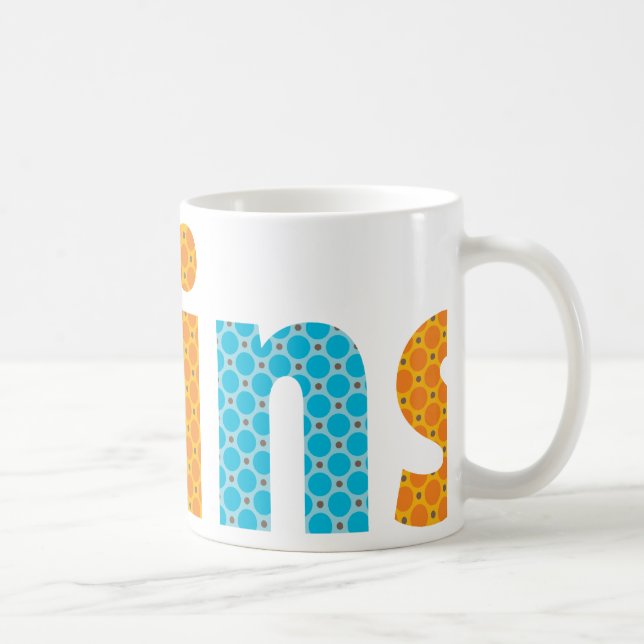 Mug COLLECTION DE VINS - garçons {orange + aqua} (Droite)