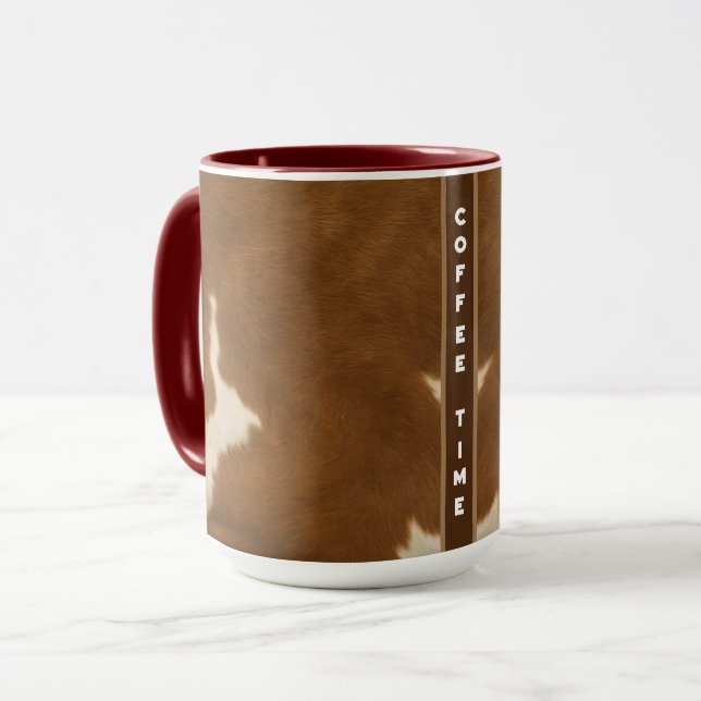 Mug Collection moderne Vache Faux Cuir Élégante (Devant gauche)