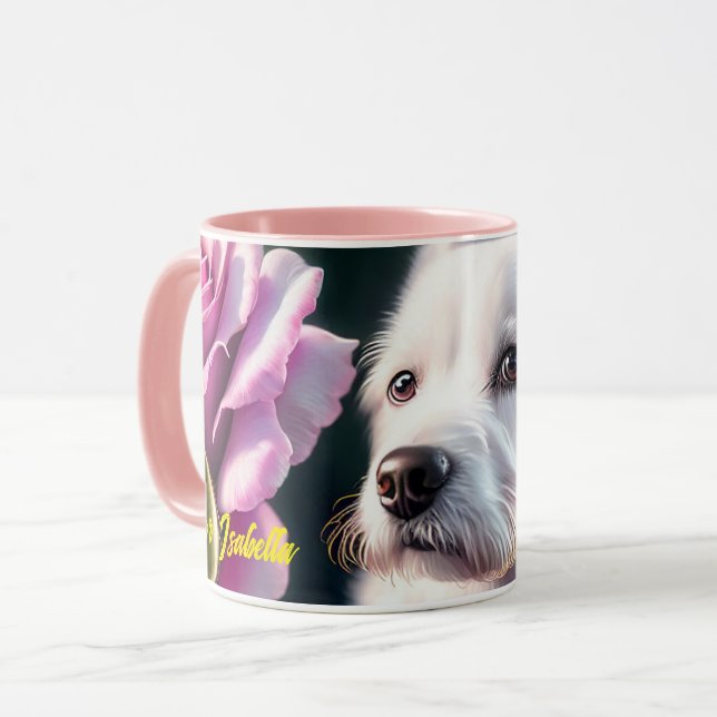 Mug Collection rose Et Mignonne Chien (Devant gauche)