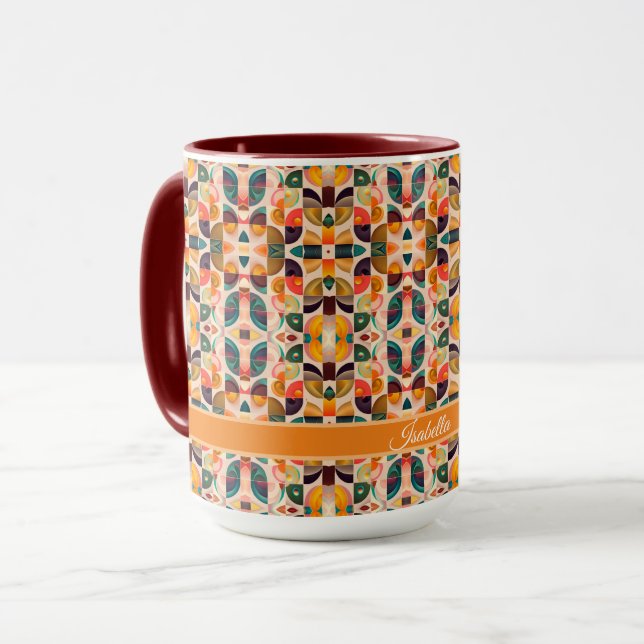 Mug Collection tendance rétro Abstraite carré (Devant gauche)