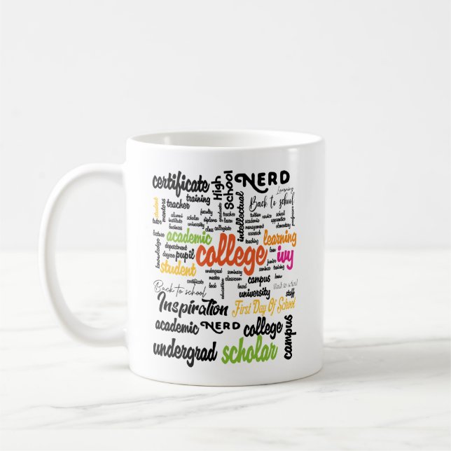 Mug College Education Word Cloud motifs (Gauche)