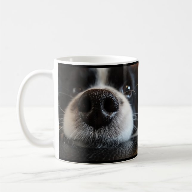 Mug Collie de bordure mignonne Gros plan du noeud (Gauche)