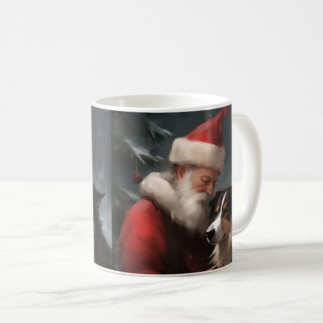 Mug Collie frontalier avec Noël Festif du Père Noël (Devant droit)