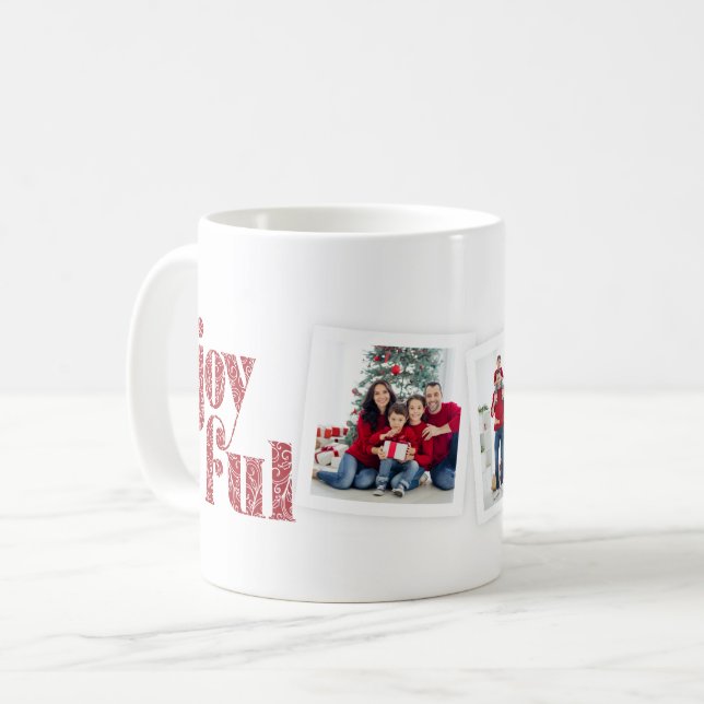 Mug Colloque photo rouge joyeux orné Noël/Fêtes (Devant gauche)