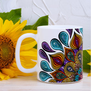 Mug Coloré Moderne Mandala Trippy Psychedelic Hippie