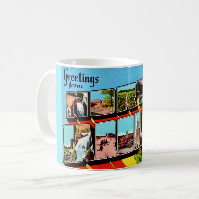Mug Coloré Retro Caroline du Nord  (Devant gauche)