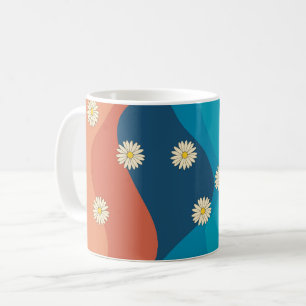Mug Coloré Retro Waves & Daisies Motif