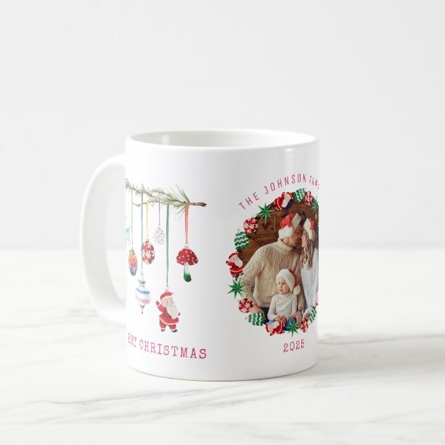 Mug Coloré Simple Joyeux Noël Photo Canlendar (Devant gauche)