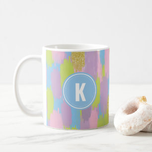 Mug Colorful Abstrait Brushstrokies Motif Monogramme