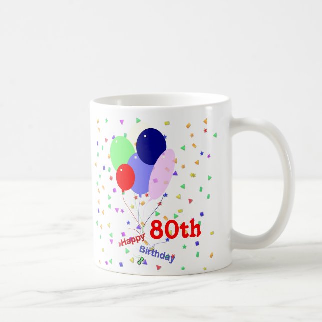 Mug Colorful Joyeux 80e Anniversaire Ballons (Droite)