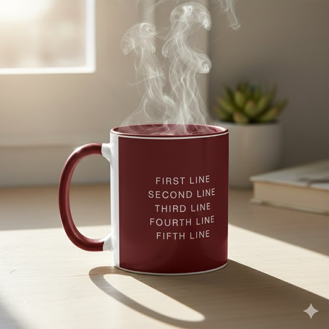 Mug Combo Marron 11 oz avec Texte Personnalisé (Maroon 11 oz Combo Mug with Personalized Text)