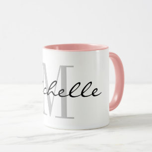 Mug combo monogramme personnalisé avec couleur ros