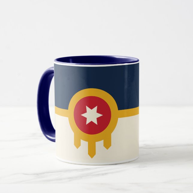 Mug combo patriotique avec drapeau de Tulsa, Oklah (Devant gauche)