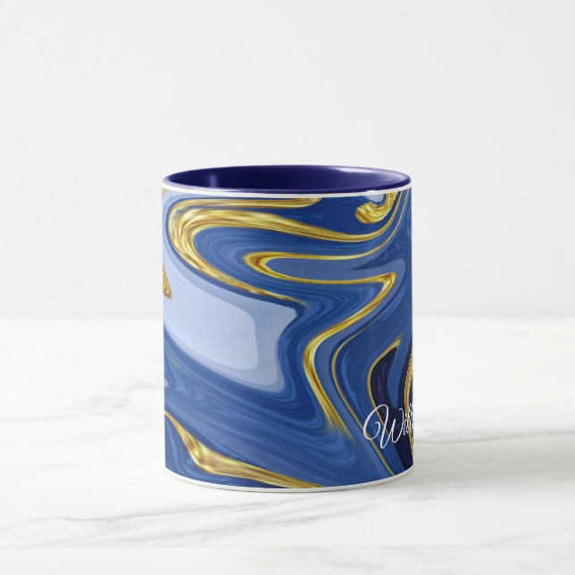 Mug combo personnalisé : Accents bleu et or (Centre)
