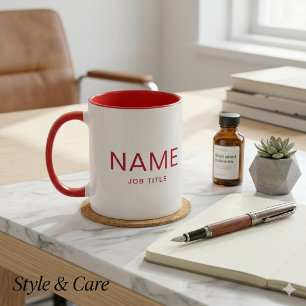 Mug Combo Rouge Uni Personnalisé avec Votre Nom