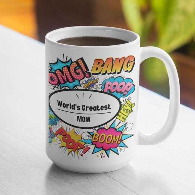Mug Comic Book Sounds World's Greatest Theme (Shown in 15oz. Available in other styles and sizes, as well as additional products.)