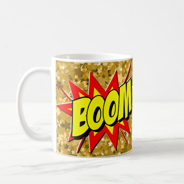 Mug Comic Pop Art Jaune Rouge BOOM Nouveauté Drôle Caf (Gauche)