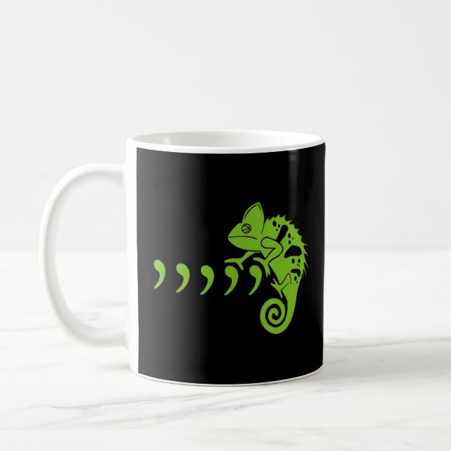 Mug Comma Chameleon Funny 80's Musique Lyrics Animaux (Gauche)