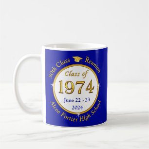 Mug Commande spéciale Bleu, Blanc, Or, Classe Reunion