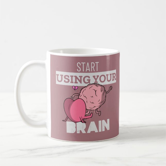 Mug Commencer à utiliser votre cerveau | Drôle Concept (Gauche)