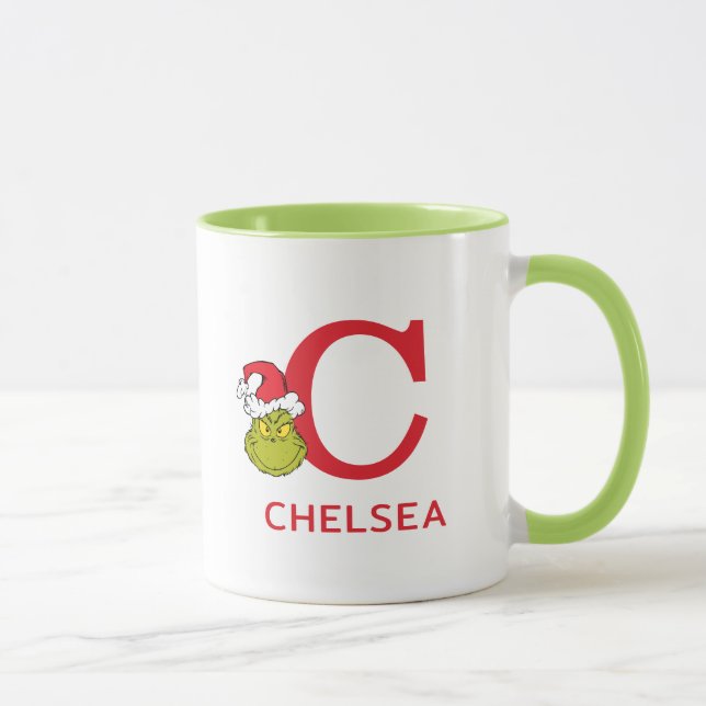 Mug Comment le Grinch a volé Noël | Nom & Monogramme C (Droite)