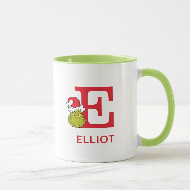 Mug Comment le Grinch a volé Noël | Nom & Monogramme E (Droite)