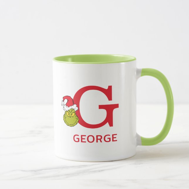 Mug Comment le Grinch a volé Noël | Nom & Monogramme G (Droite)