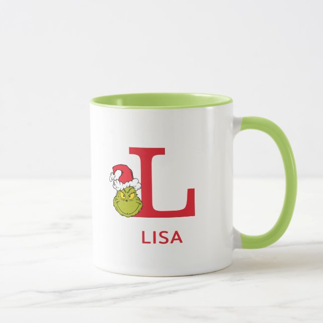 Mug Comment le Grinch a volé Noël | Nom & Monogramme L (Droite)