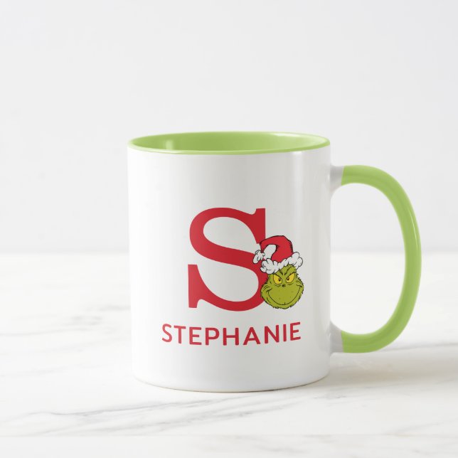 Mug Comment le Grinch a volé Noël | Nom & Monogramme S (Droite)