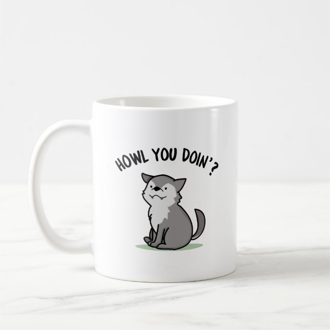 Mug Comment tu fais Funny Baby Wolf Pun (Gauche)