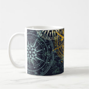Mug Compas de vent rose nautique Grunge vintage vintag
