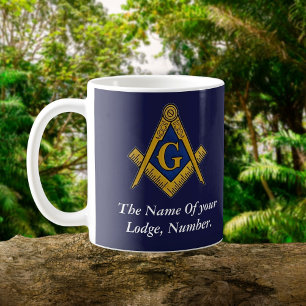 Mug Compas maçonnique bleu marine