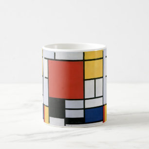 Mug Composition avec Rouge Jaune Bleu & Noir Abstrait