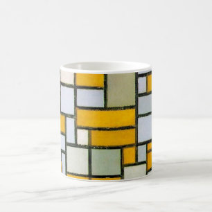 Mug Composition Jaune et Gris, Mondrian