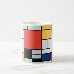 Mug Composition Rouge, Jaune, Bleu, Noir, Mondrique