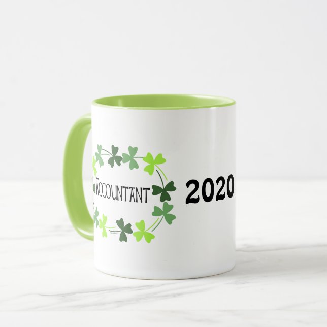 Mug Comptable Shamrock vert Oval (Devant gauche)